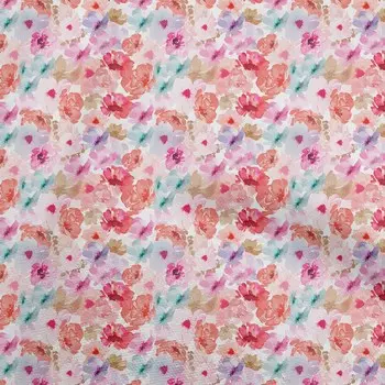 oneOone Хлопковая гибкая красная ткань Акварельное цветочное платье Материал Ткань с принтом Ткань в ярдах 40 дюймов 42 Inch Wide - Viscose Chiffon серый