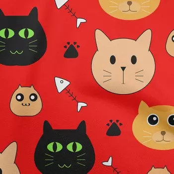 OneOone Хлопковая гибкая красная ткань Каваи Ткань для шитья Печатная ткань для рукоделия во дворе 40 дюймов 42 Inch Wide - Cotton Cambric глубоко персикового