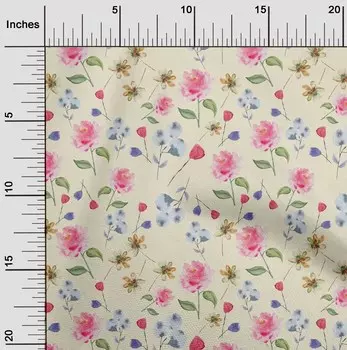 OneOone Хлопковая гибкая кремовая ткань с цветами и листьями, акварельная ткань для шитья, ткань для рукоделия с принтом в ярдах, 40 дюймов 42 Inch Wide - Viscose Chiffon чёрный