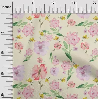 OneOone хлопковая гибкая кремовая ткань с цветами и листьями акварельная одежда своими руками, стеганая ткань с принтом, ткань в ярдах, 40 дюймов 42 Inch Wide - Viscose Chiffon зелёный