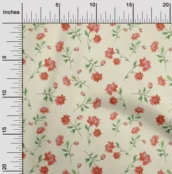 OneOone Хлопковая гибкая кремовая ткань с цветами и листьями, акварельная ткань для шитья, ткань для рукоделия с принтом в ярдах, 40 дюймов 42 Inch Wide - Viscose Chiffon чёрный