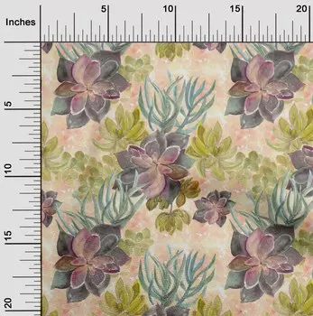 OneOone Хлопковая гибкая лаймово-зеленая ткань с цветами и листьями, акварельные принадлежности для квилтинга, ткань для шитья с принтом во дворе, 40 дюймов 42 Inch Wide - Viscose Chiffon розовый