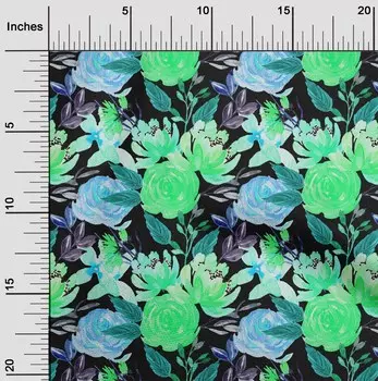 OneOone Хлопковая гибкая лаймово-зеленая ткань с цветочным принтом, ткань для шитья во дворе с принтом, принадлежности для шитья одежды своими руками, 40 дюймов 42 Inch Wide - Viscose Chiffon зеленый лайм