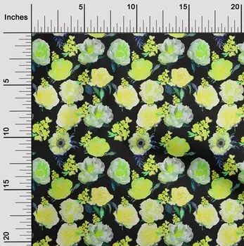 OneOone Хлопковая гибкая лаймово-зеленая ткань с цветочным принтом, материал для шитья, ткань с принтом в ярдах, 40 дюймов 42 Inch Wide - Viscose Chiffon зеленый лайм