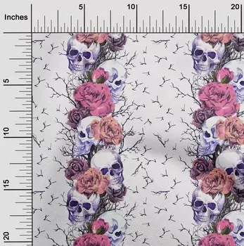 oneOone Хлопковая гибкая легкая персиковая ткань Цветочные и черепные ремесленные проекты Декор Ткань с принтом в ярдах 40 дюймов 42 Inch Wide - Viscose Chiffon персиковый