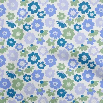 OneOone Хлопковая гибкая лесно-зеленая ткань Азиатский ретро-платье с цветочным принтом Материал Ткань с принтом в ярдах 40 дюймов 42 Inch Wide - Viscose Chiffon синий