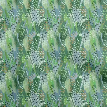 OneOone Хлопковая гибкая лесо-зеленая ткань, абстрактная ткань с мазками и точками для шитья, ткань для рукоделия с принтом, 40 дюймов в ярдах 42 Inch Wide - Viscose Chiffon синий