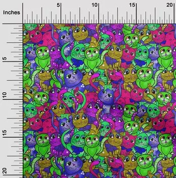 OneOone Хлопковая гибкая многоцветная ткань Кошачья ткань для шитья Ткань для рукоделия с принтом в ярдах 40 дюймов 42 Inch Wide - Viscose Chiffon разноцветный