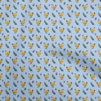 OneOone Хлопковая гибкая небесно-голубая ткань с птицами и петухом, принадлежности для шитья с принтом, ткань во дворе, 40 дюймов 42 Inch Wide - Viscose Chiffon темно-синий