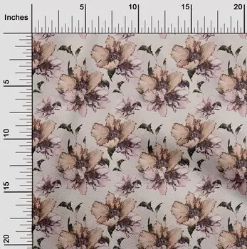 oneOone Хлопковая гибкая пыльная розовая ткань Цветочные ремесленные проекты Декор Ткань с принтом в ярдах 40 дюймов 42 Inch Wide - Viscose Chiffon бежевый