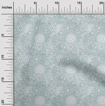 OneOone Хлопковая гибкая пыльно-бирюзовая синяя ткань с цветочным рисунком Мандала, художественная ткань для шитья во дворе с принтом, принадлежности для шитья одежды своими руками, 40 дюймов 42 Inch Wide - Viscose Chiffon чёрный