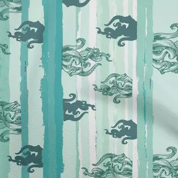 OneOone Хлопковая гибкая пыльно-бирюзовая зеленая ткань, морская ткань для поделок, декоративная ткань с принтом во дворе, 40 дюймов 42 Inch Wide - Viscose Chiffon тил зеленый