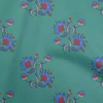 OneOone Хлопковая гибкая пыльно-бирюзовая зеленая ткань с листьями и клевером, принадлежности для квилтинга, ткань для шитья с принтом во дворе, 40 дюймов 42 Inch Wide - Viscose Chiffon зелёный