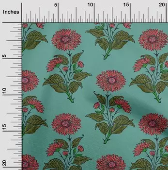 OneOone хлопковая гибкая пыльно-бирюзовая зеленая ткань с цветочными блоками, ткань для шитья во дворе с принтом, принадлежности для шитья одежды своими руками, 40 дюймов 42 Inch Wide - Viscose Chiffon светло-желтого