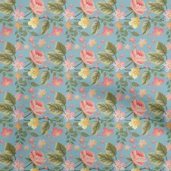 OneOone Хлопковая гибкая пыльно-бирюзовая зеленая ткань с цветочным принтом, ткань для рукоделия с принтом в ярдах, 40 дюймов 42 Inch Wide - Viscose Chiffon бежевый