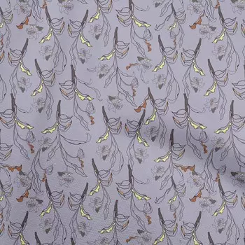 OneOone Хлопковая гибкая пыльно-фиолетовая ткань с цветочным принтом и поделок, декоративная ткань с принтом во дворе, 40 дюймов 42 Inch Wide - Viscose Chiffon покинуть белый