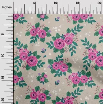 oneOone Хлопковая гибкая пыльно-серая ткань, швейный материал с листьями и розами, ткань с принтом в ярдах, 40 дюймов 42 Inch Wide - Viscose Chiffon розовый