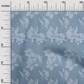 OneOone Хлопковая гибкая пыльно-синяя ткань с цветочным принтом, принадлежности для шитья с принтом, ткань для шитья во дворе, 40 дюймов 42 Inch Wide - Viscose Chiffon синий