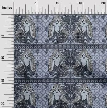 OneOone Хлопковая гибкая пыльно-синяя ткань с геометрическим рисунком | Женские и цветочные принадлежности для квилтинга Ткань для шитья с принтом во дворе 40 дюймов 42 Inch Wide - Viscose Chiffon темно-желтого