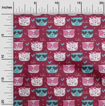 OneOone Хлопковая гибкая яркая малиново-красная ткань с кошачьей мордой, одежда для рукоделия, одежда для квилтинга, ткань с принтом, ткань в ярдах, 40 дюймов 42 Inch Wide - Viscose Chiffon чёрный