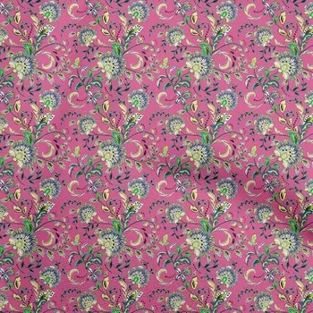 OneOone Хлопковая гибкая розовая ткань цвета фуксии, азиатский японский цветочный швейный материал, ткань с принтом в ярде, 40 дюймов 42 Inch Wide - Viscose Chiffon розовый