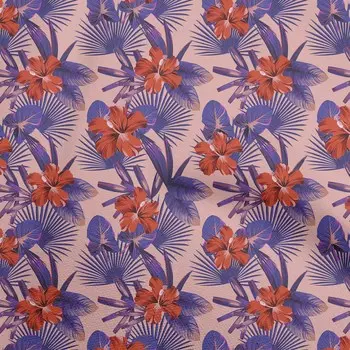 OneOone Хлопковая гибкая розово-коричневая ткань с тропическими листьями, одежда своими руками, стеганая ткань с принтом, ткань в ярдах, 40 дюймов 42 Inch Wide - Viscose Chiffon розовый