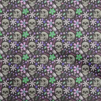 OneOone Хлопковая гибкая серая ткань Череп Швейный материал Ткань с принтом в ярдах 40 дюймов 42 Inch Wide - Viscose Chiffon коричневый