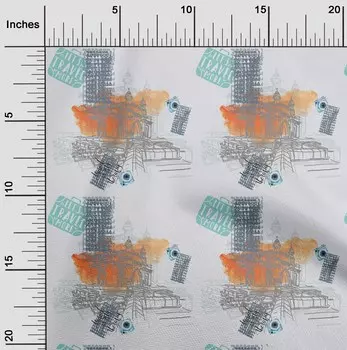 OneOone Хлопковая гибкая серая ткань Памятник | Дорожная ткань для фотоаппарата и портфеля для шитья Ткань для рукоделия с принтом в ярде 40 дюймов 42 Inch Wide - Viscose Chiffon аква голубой
