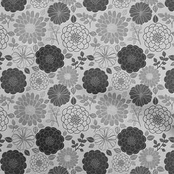 OneOone Хлопковая гибкая серая ткань с цветочным принтом в стиле ретро, ткань для шитья в ярдах, 40 дюймов 42 Inch Wide - Viscose Chiffon серый