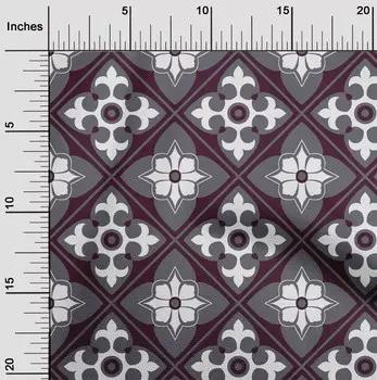 oneOone Хлопковая гибкая серая ткань с цветочным принтом и плиткой Марокканский материал для платья Ткань с принтом Ткань в ярдах 40 дюймов 42 Inch Wide - Viscose Chiffon темный оливковый зеленый