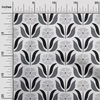 oneOone Хлопковая гибкая серая ткань с листьями и цветочными блоками. Вышивание поделок. Тканевые принты в ярдах, 40 дюймов. 42 Inch Wide - Viscose Chiffon жёлтый