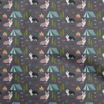 OneOone Хлопковая гибкая серая ткань. Вышивание с цветочным принтом и щенками. Ремесленные проекты. Тканевые принты в ярдах, 40 дюймов. 42 Inch Wide - Viscose Chiffon тил синий