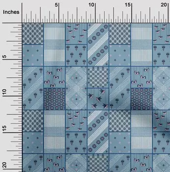 OneOone Хлопковая гибкая серовато-синяя ткань с цветочным принтом | Лоскутная ткань с геометрическим рисунком для шитья Ткань для рукоделия с принтом в ярде 40 дюймов 42 Inch Wide - Viscose Chiffon серый