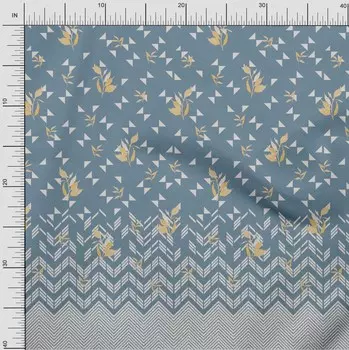 OneOone Хлопковая гибкая серовато-синяя ткань с листьями, шевроном и треугольными вставками, ткань для шитья, ткань для рукоделия с принтом в ярдах, 40 дюймов 42 Inch Wide - Viscose Chiffon чёрный