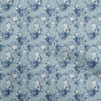 OneOone Хлопковая гибкая серовато-синяя ткань с цветочным принтом, одежда своими руками, стеганая ткань, ткань с принтом в ярдах, 40 дюймов 42 Inch Wide - Viscose Chiffon светло-серый