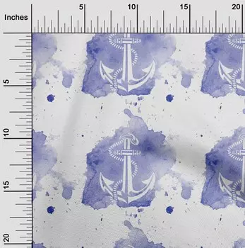 OneOone Хлопковая гибкая синевато-фиолетовая ткань с текстурой и якорным крючком Акварельный швейный материал Ткань с принтом в ярде 40 дюймов 42 Inch Wide - Viscose Chiffon аквамарин