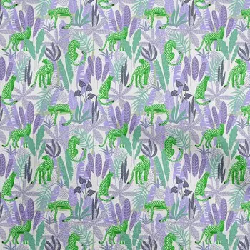 OneOone Хлопковая гибкая синевато-фиолетовая ткань с тропическим абстрактным листом и животными, одежда для самостоятельного изготовления, стеганая ткань с принтом, ткань в ярдах, 40 дюймов 42InchWide-ViscoseChiffon синий