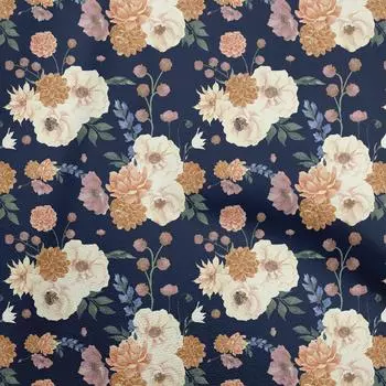 OneOone хлопковая гибкая синяя ткань акварельная цветочная ткань для шитья ткань для рукоделия с принтом в ярдах 40 дюймов 42 Inch Wide - Viscose Chiffon чёрный