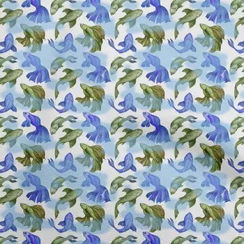 OneOone Хлопковая гибкая синяя ткань, азиатская японская рыбка кои, шитье, ремесленные проекты, тканевые принты в ярдах, 40 дюймов 42InchWide-ViscoseChiffon оранжевый