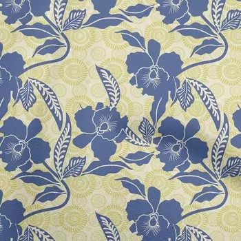 oneOone Хлопковая гибкая синяя ткань Азиатские цветочные ремесленные проекты Декор Ткань с принтом в ярдах 40 дюймов 42 Inch Wide - Viscose Chiffon чёрный