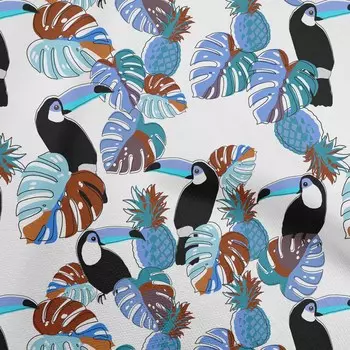 OneOone Хлопковая гибкая синяя ткань с цветочным узором и птицами. Швейный материал Ткань с принтом в ярдах 40 дюймов 42 Inch Wide - Viscose Chiffon чёрный