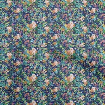 OneOone Хлопковая гибкая синяя ткань с цветочным принтом, принадлежности для квилтинга, швейная ткань с принтом в ярдах, 40 дюймов 42 Inch Wide - Viscose Chiffon чёрный