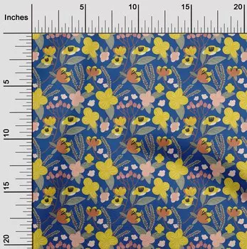 OneOone Хлопковая гибкая синяя ткань с листьями и тюльпанами с цветочным принтом, одежда своими руками, стеганая ткань с принтом, ткань в ярдах, 40 дюймов 42 Inch Wide - Viscose Chiffon зелёный