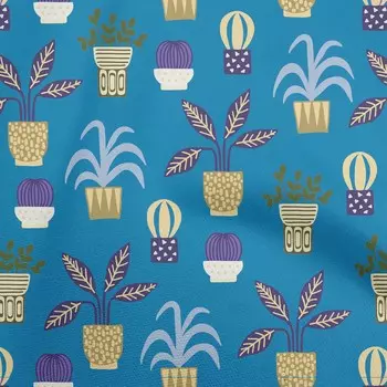 OneOone Хлопковая гибкая синяя ткань с мотивом цветочных горшков, ткань для шитья, ткань для рукоделия с принтом в ярдах, 40 дюймов 42 Inch Wide - Viscose Chiffon коричневый