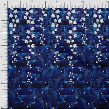 OneOone Хлопковая гибкая синяя ткань с текстурой и листьями, вставка, швейный материал, ткань с принтом в ярдах, 40 дюймов 42 Inch Wide - Viscose Chiffon чёрный