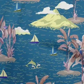 oneOone хлопковая гибкая синяя ткань тропическая пляжная одежда своими руками стеганая ткань с принтом ткань на дворе 40 дюймов 42 Inch Wide - Viscose Chiffon синий