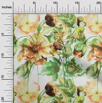 OneOone Хлопковая гибкая светлая персиковая ткань Цветочная акварель Платье Материал Ткань с принтом Ткань в ярдах 40 дюймов 42 Inch Wide - Viscose Chiffon розовый