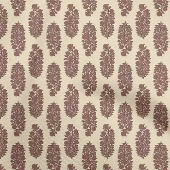 OneOone Хлопковая гибкая светло-бежевая ткань с азиатским блочным принтом, традиционные цветочные ремесленные проекты, декоративная ткань с принтом во дворе, 40 дюймов 42 Inch Wide - Viscose Chiffon фиолетовый