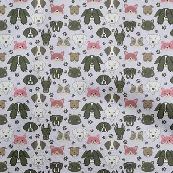 OneOone Хлопковая гибкая светло-фиолетовая ткань с цветочным принтом и щенками, одежда своими руками, стеганая ткань с принтом, ткань в ярдах, 40 дюймов 42 Inch Wide - Viscose Chiffon серый