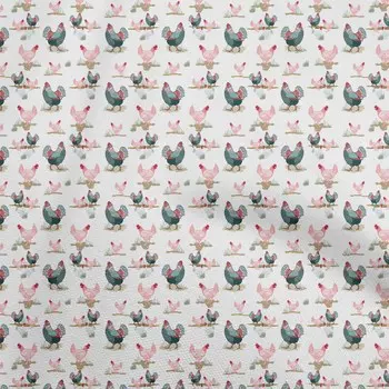OneOone Хлопковая гибкая светло-розовая ткань с птицами и петухом, принадлежности для шитья с принтом, ткань во дворе, 40 дюймов 42 Inch Wide - Viscose Chiffon чёрный